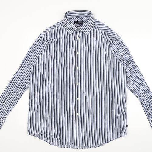 Osbourne Mens Blue Striped   Dress Shirt Size 17