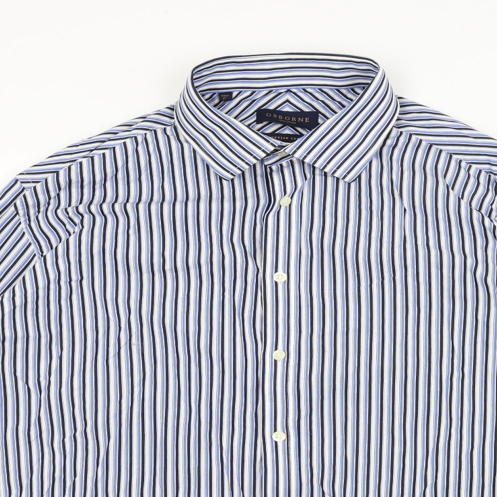 Osbourne Mens Blue Striped   Dress Shirt Size 17