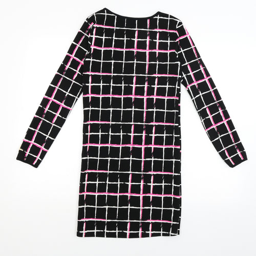 Dolls Paris Womens Black Check  T-Shirt Dress  Size S