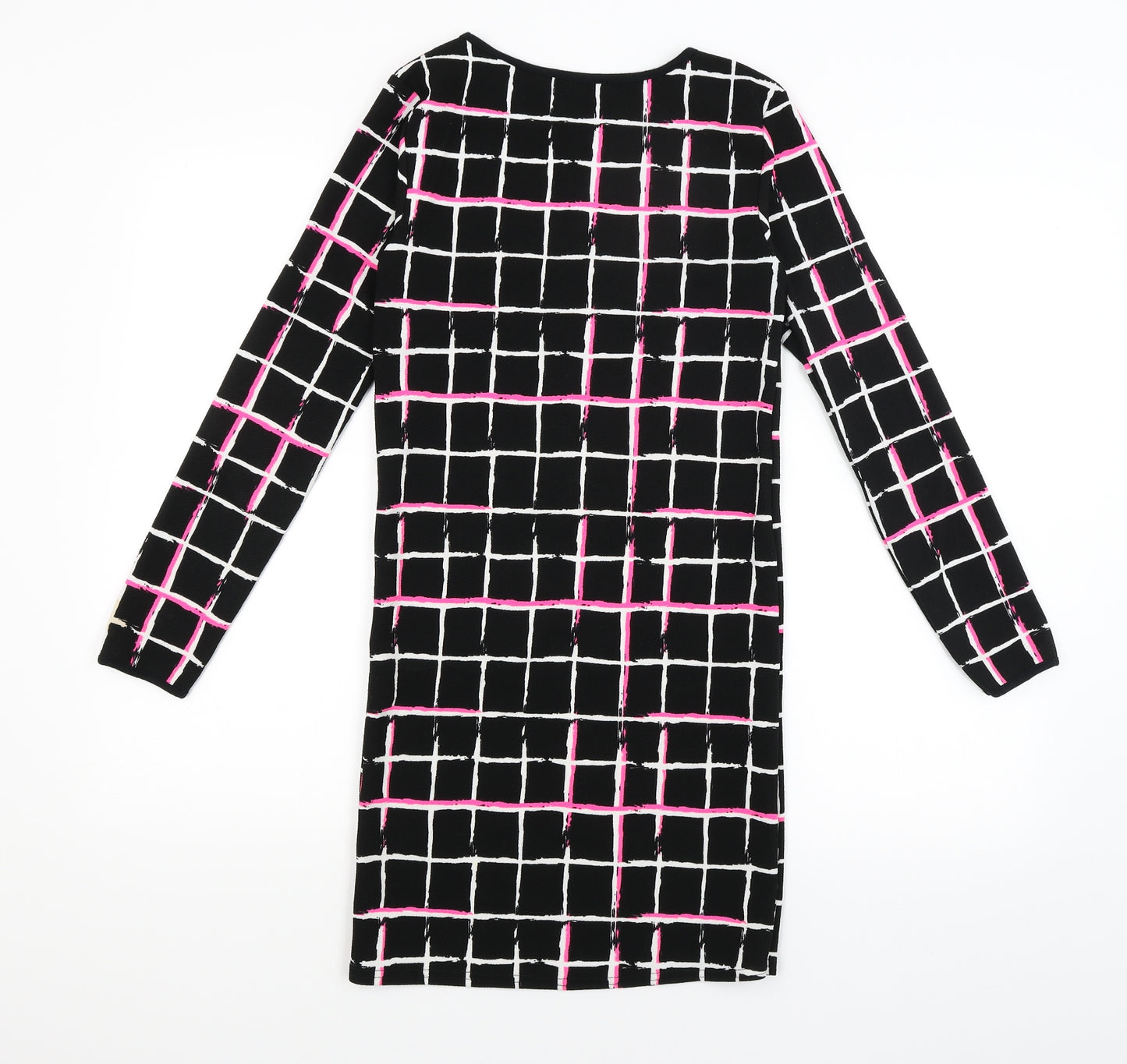 Dolls Paris Womens Black Check  T-Shirt Dress  Size S