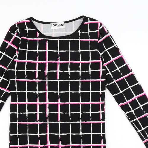 Dolls Paris Womens Black Check  T-Shirt Dress  Size S