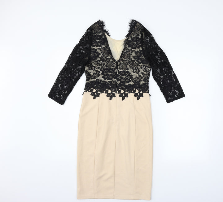 PARISIAN SIGNATURE Womens Beige   Fit & Flare  Size 8