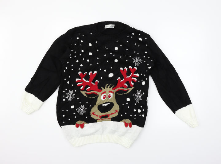 Liberty Womens Black Pullover Jumper Size 6 - CHRISTMAS