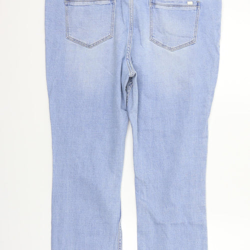 F&F Womens Blue Houndstooth  Straight Jeans Size 18 L22 in