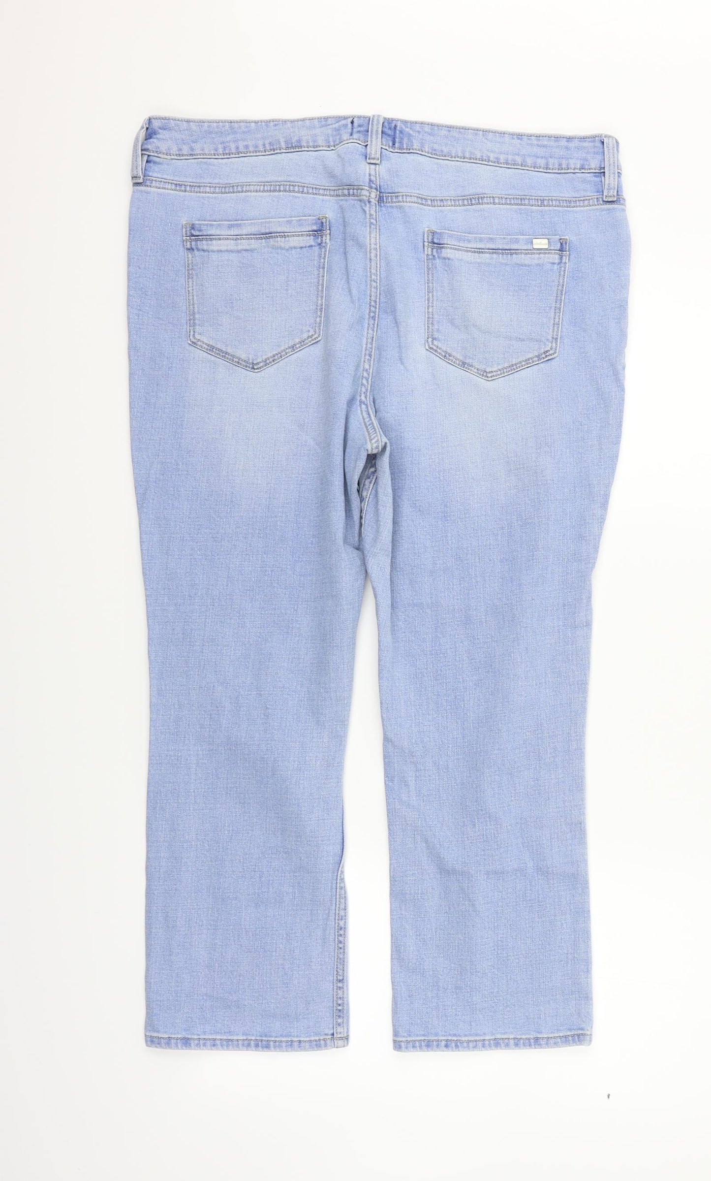 F&F Womens Blue Houndstooth  Straight Jeans Size 18 L22 in