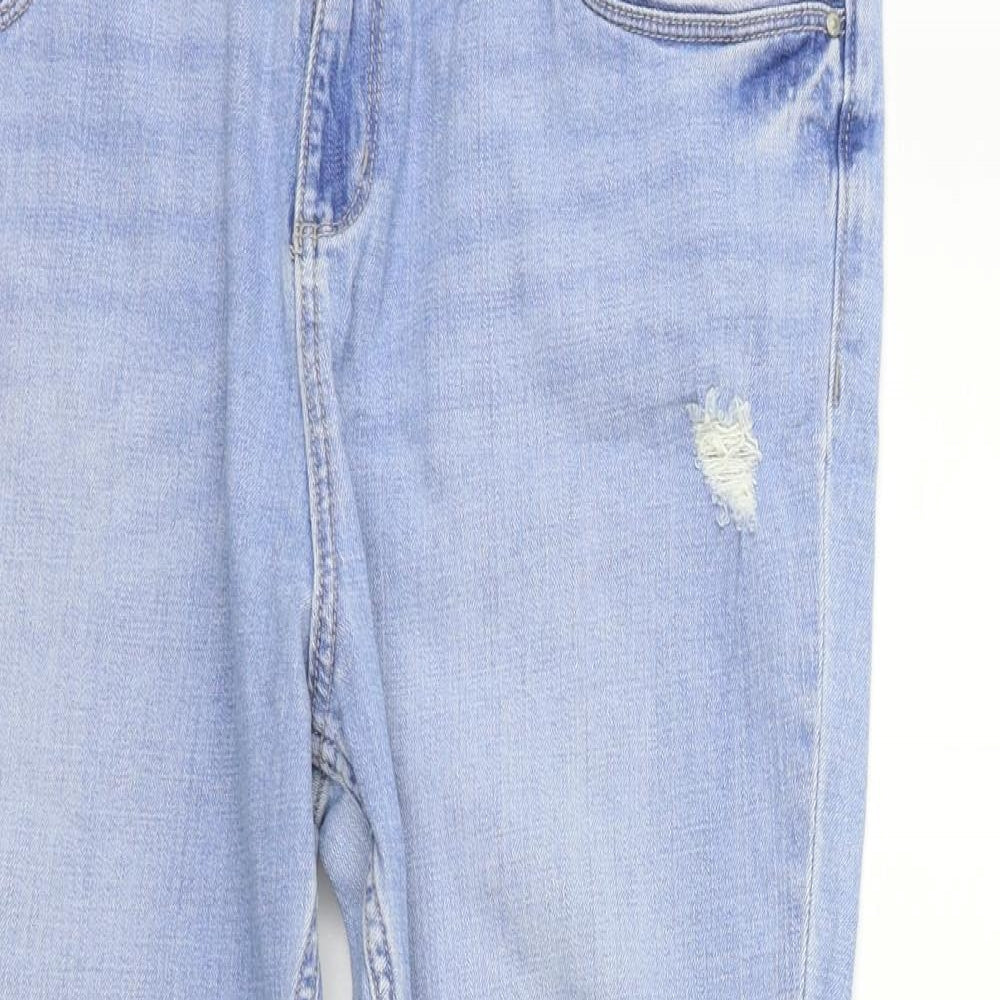 F&F Womens Blue Houndstooth  Straight Jeans Size 18 L22 in