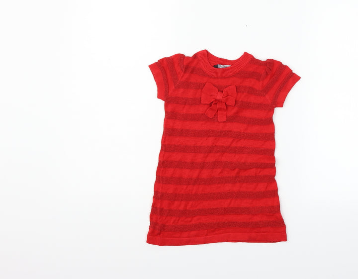 George Girls Red Henley Jumper Size 12-18 Months