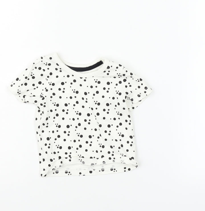 George Boys White Polka Dot  Basic Polo Size 0-3 Months