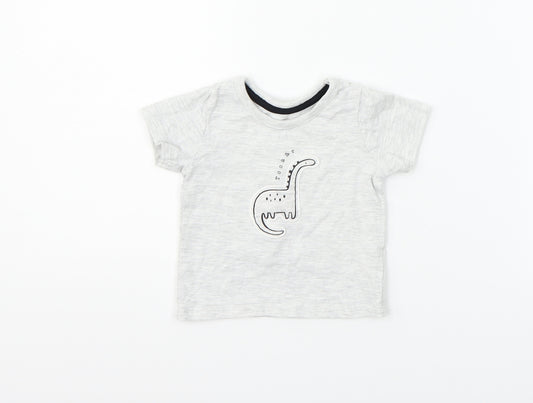 Front view of George boys’ grey basic t-shirt, size 0-3, months