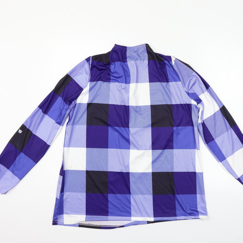 Preworn Womens Blue Check  Basic T-Shirt Size XL