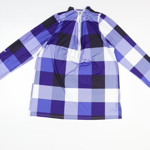 Preworn Womens Blue Check  Basic T-Shirt Size XL