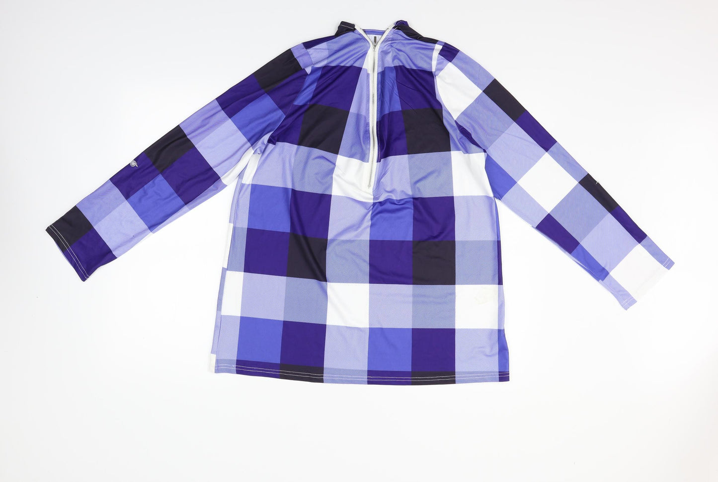 Preworn Womens Blue Check  Basic T-Shirt Size XL