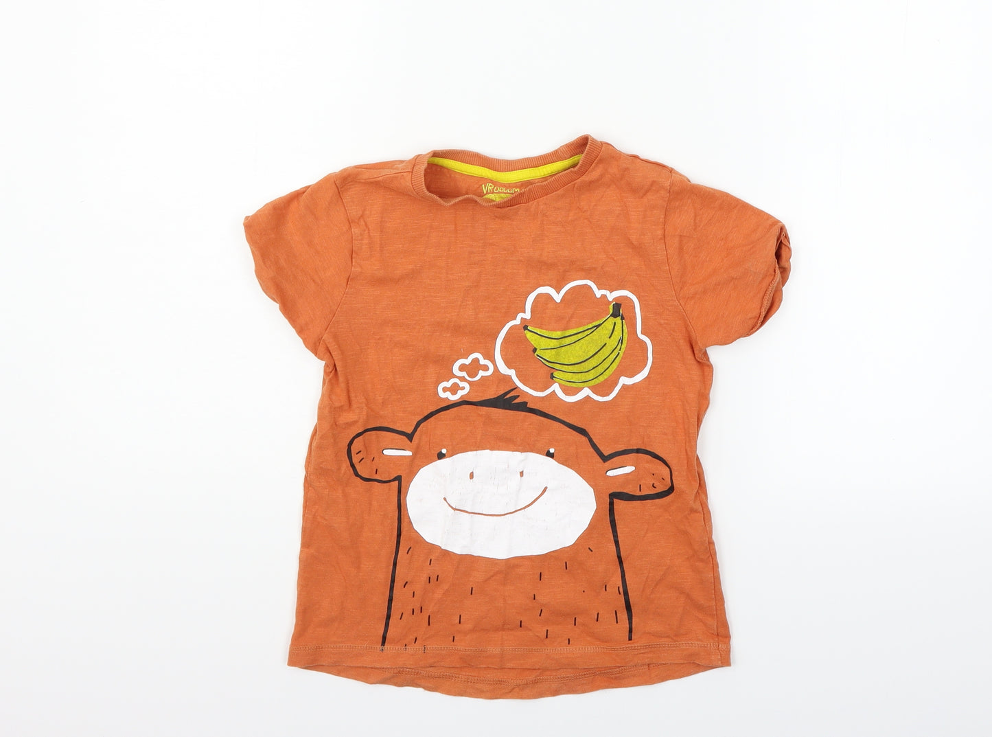 F&F Boys Orange   Basic T-Shirt Size 6-7 Years  - moneky