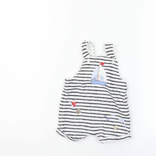Little Nutmeg Boys White Striped  Babygrow One-Piece Size 0-3 Months