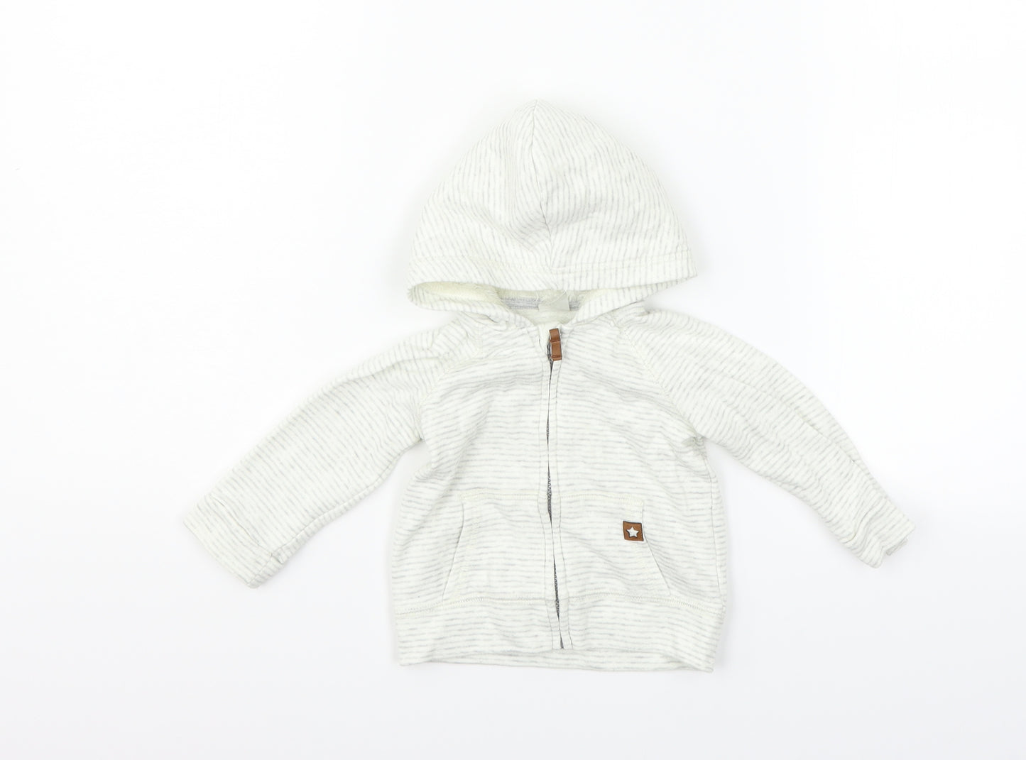 H&M Boys White   Full Zip Jumper Size 6-9 Months