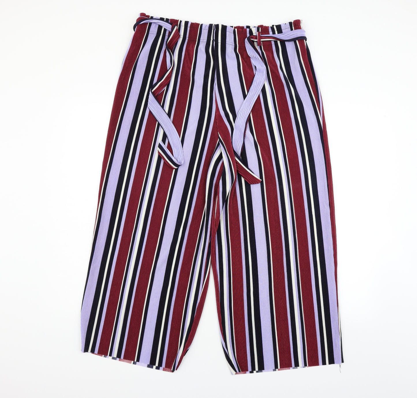 Primark Womens Purple Striped  Trousers  Size 18 L22 in - BELTED