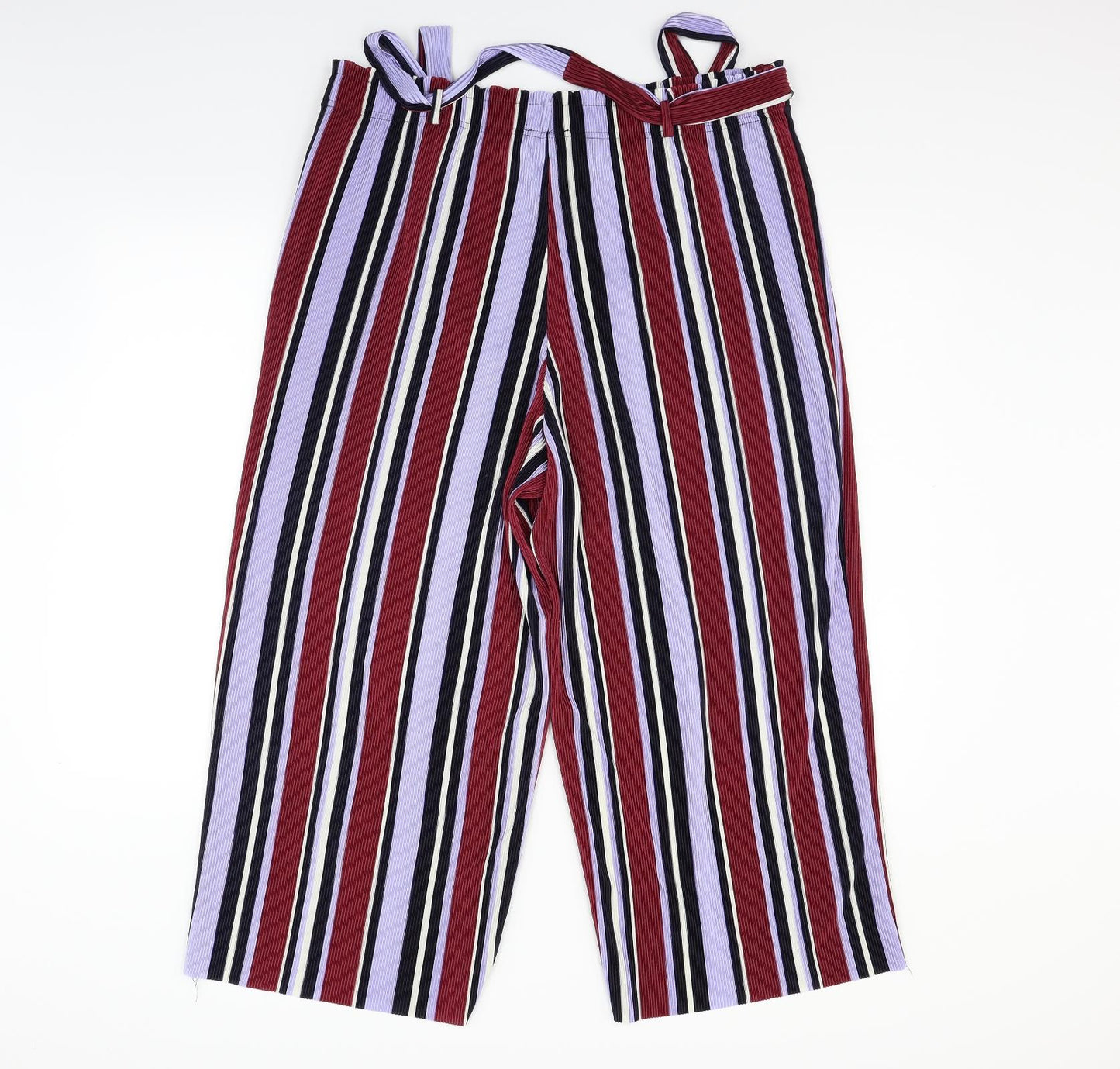 Primark Womens Purple Striped  Trousers  Size 18 L22 in - BELTED