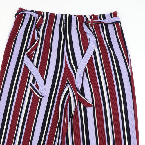 Primark Womens Purple Striped  Trousers  Size 18 L22 in - BELTED
