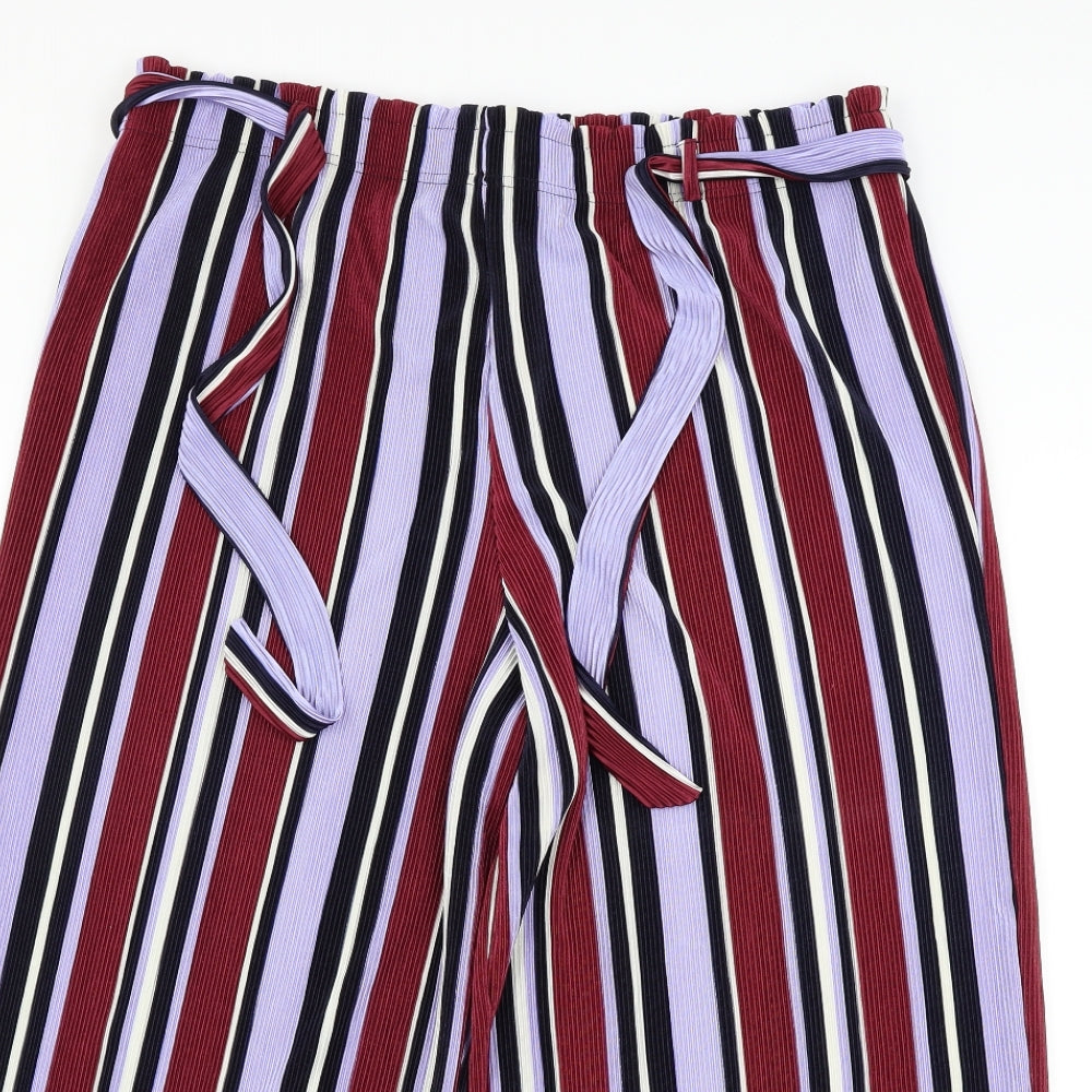 Primark Womens Purple Striped  Trousers  Size 18 L22 in - BELTED
