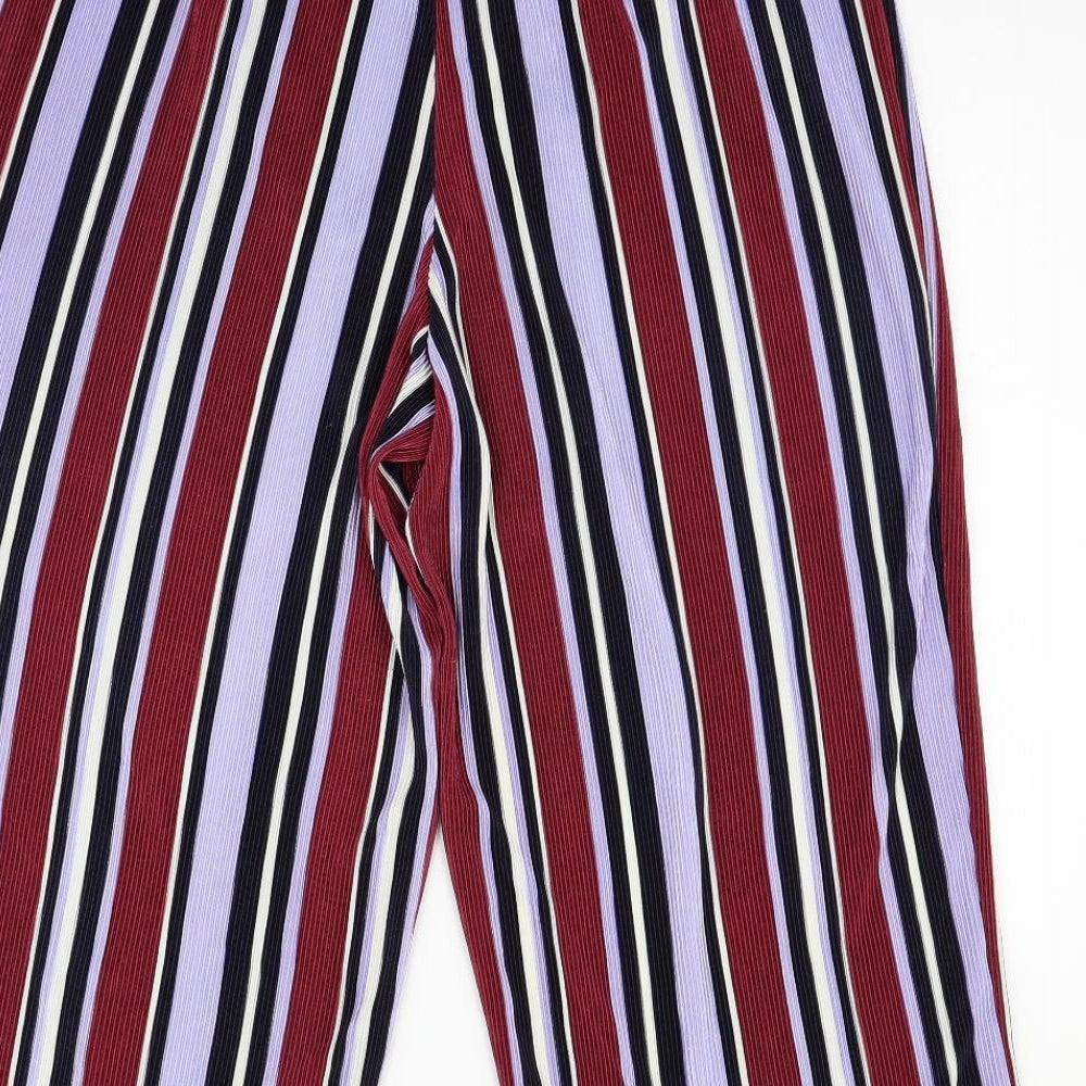 Primark Womens Purple Striped  Trousers  Size 18 L22 in - BELTED