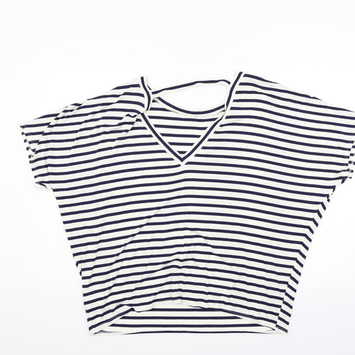 New Look Womens White Striped  Basic Blouse Size 16