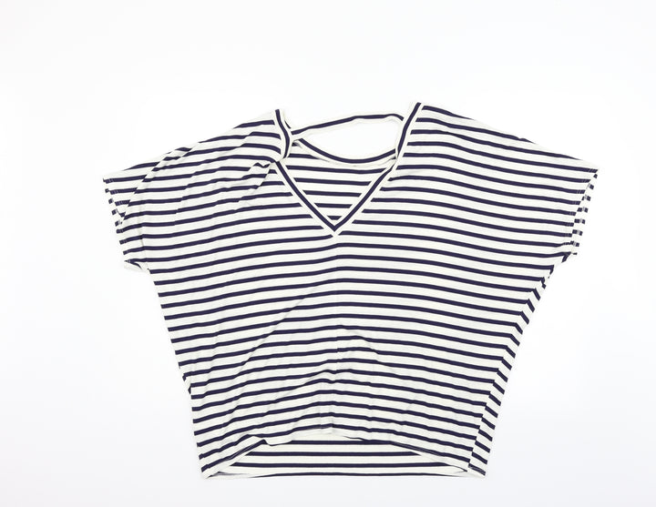 New Look Womens White Striped  Basic Blouse Size 16