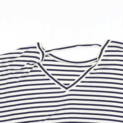 New Look Womens White Striped  Basic Blouse Size 16