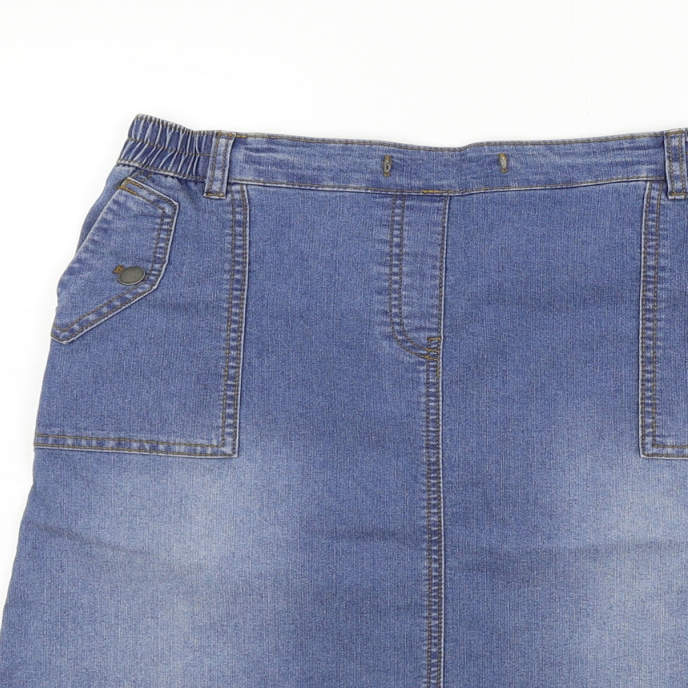 Cotton Traders Womens Blue   Flare Skirt Size 14