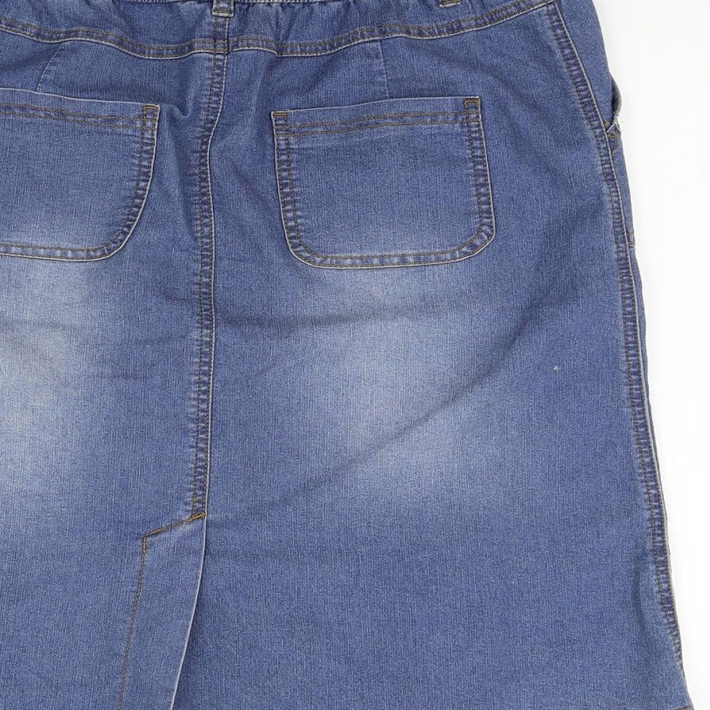 Cotton Traders Womens Blue   Flare Skirt Size 14