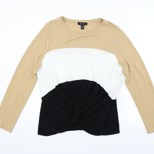 New Look Womens Beige Striped  Pullover Jumper Size L