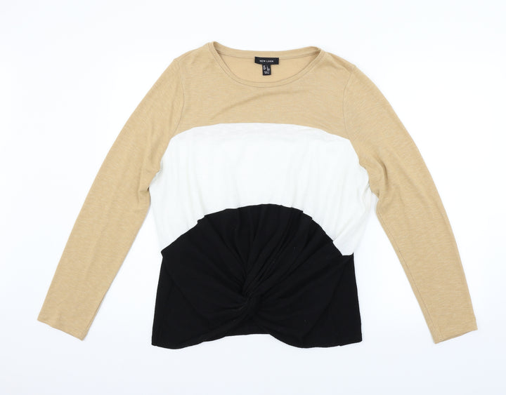New Look Womens Beige Striped Pullover Jumper Size L