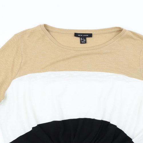 New Look Womens Beige Striped  Pullover Jumper Size L