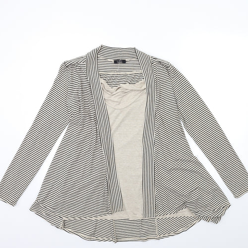 CMD Womens Beige Striped  Cardigan Jumper Size 10