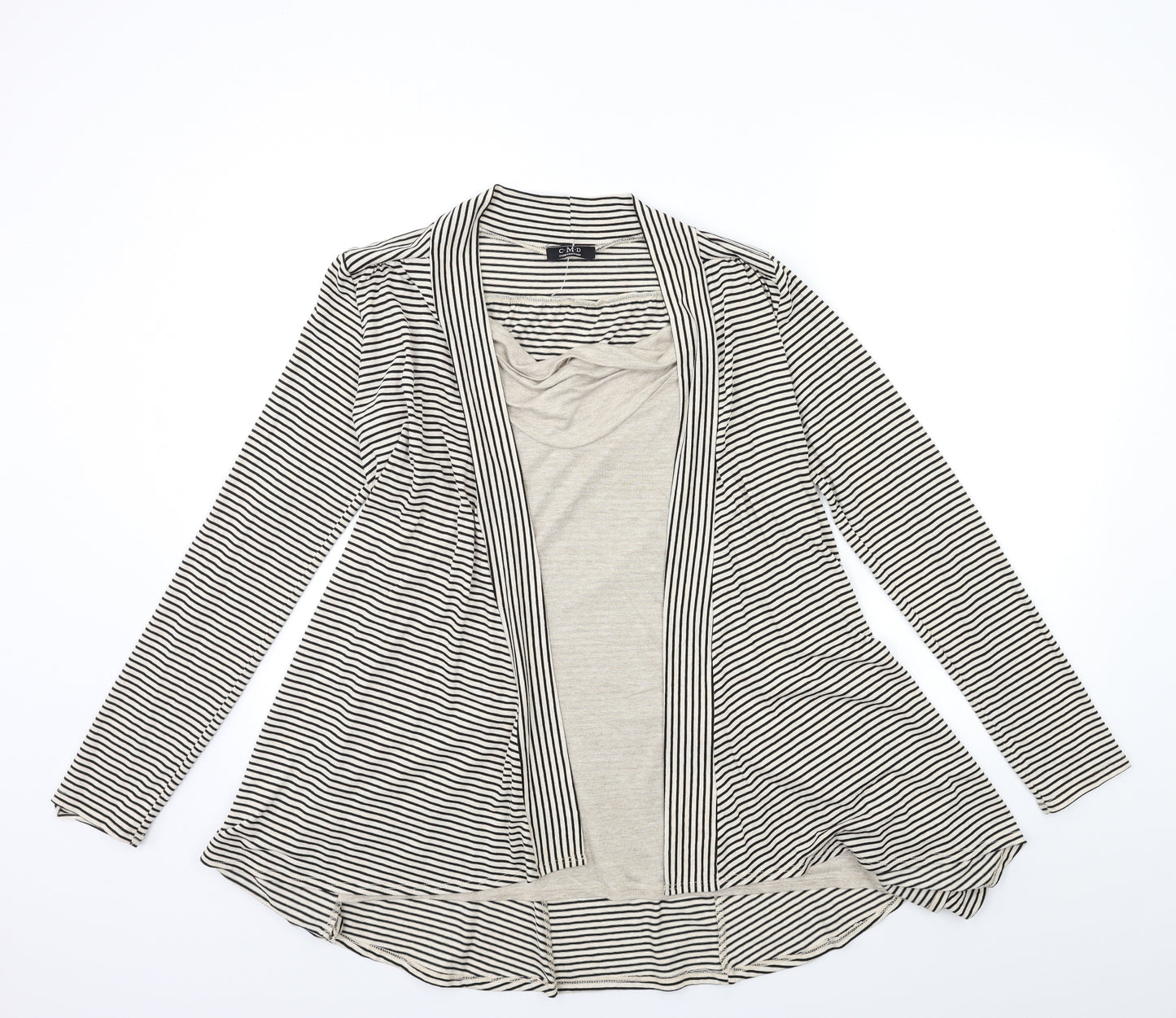 CMD Womens Beige Striped  Cardigan Jumper Size 10