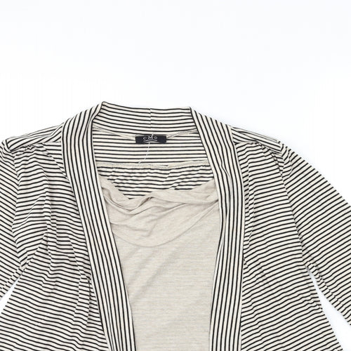 CMD Womens Beige Striped  Cardigan Jumper Size 10