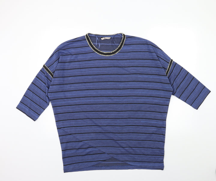 TU Womens Blue Striped Knit Pullover Jumper Size 18