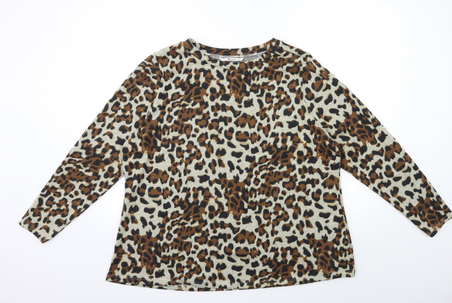 TU Womens Brown Animal Print  Pullover Jumper Size 18