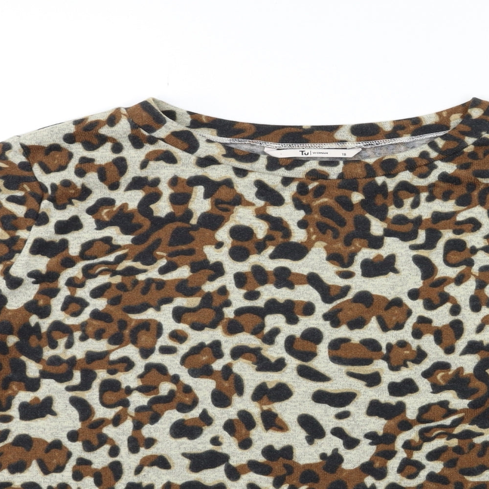 TU Womens Brown Animal Print  Pullover Jumper Size 18