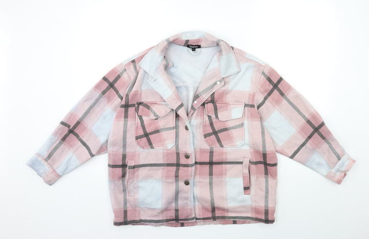 Boohoo Womens Pink Check Jacket Size S