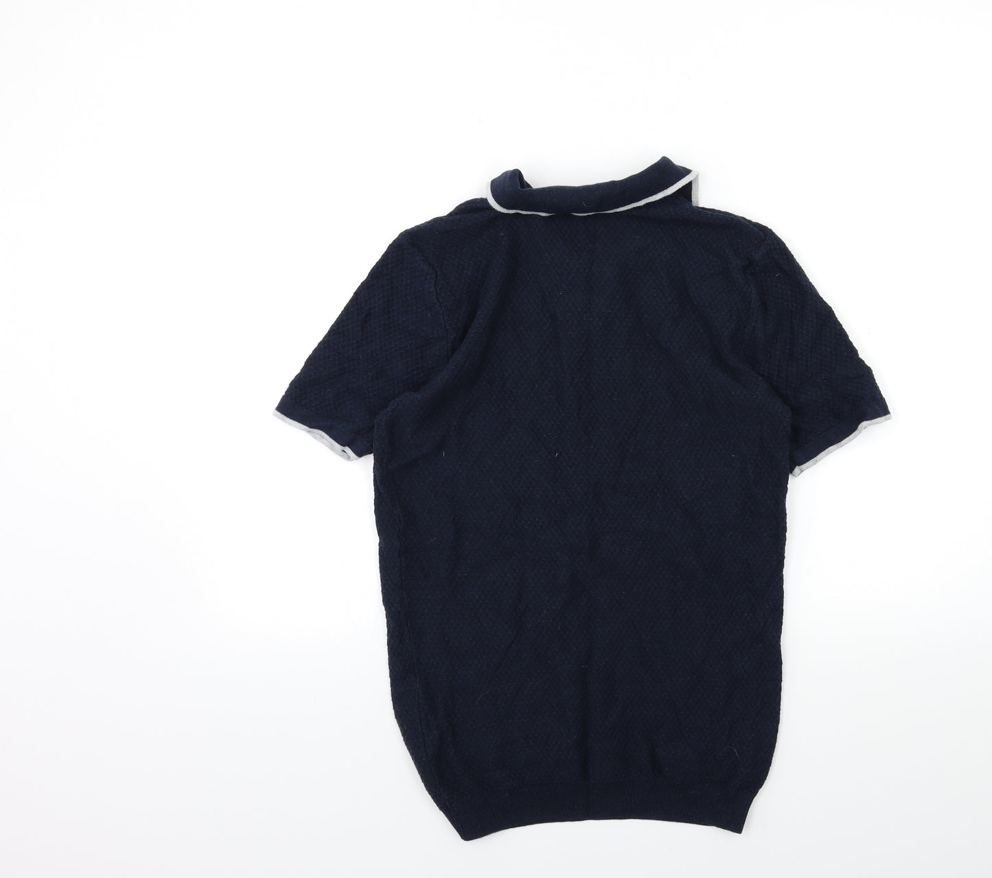 Easy Mens Blue  Knit Pullover Jumper Size S