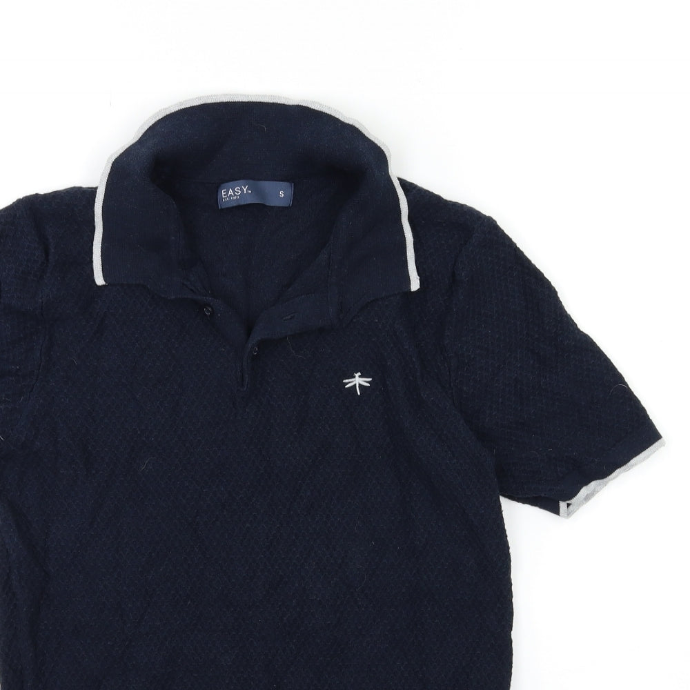 Easy Mens Blue  Knit Pullover Jumper Size S