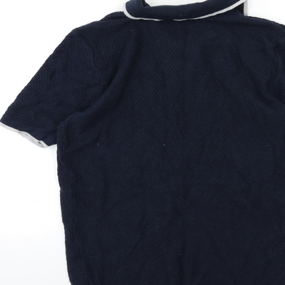 Easy Mens Blue  Knit Pullover Jumper Size S