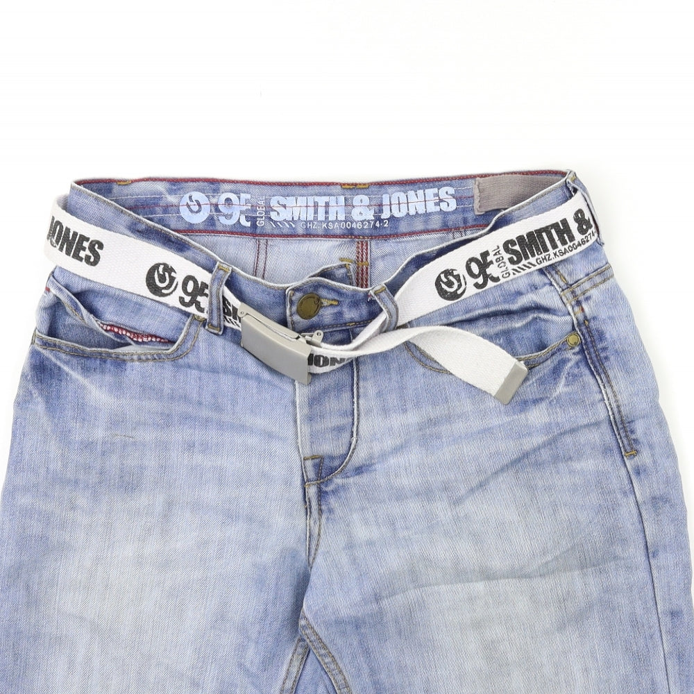 Smith & Jones Mens Blue  Denim Cargo Shorts Size 32 in