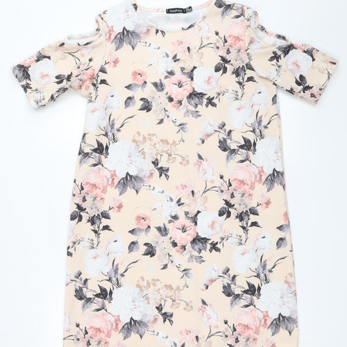 Boohoo Womens Beige Floral  Shift  Size 10