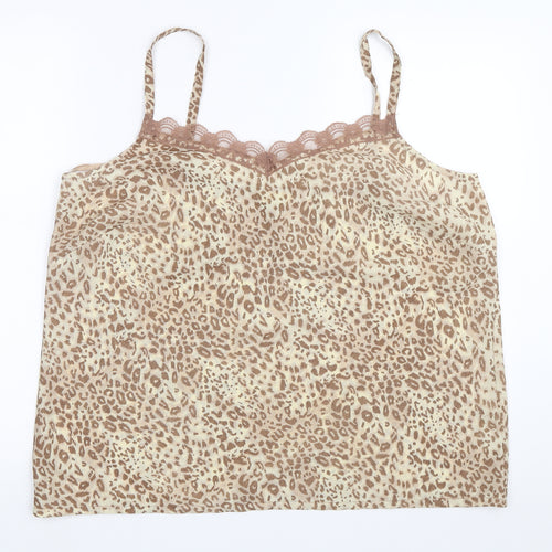 Agenda Womens Beige Animal Print  Basic Blouse Size 20