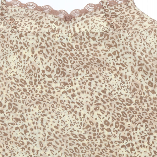 Agenda Womens Beige Animal Print  Basic Blouse Size 20