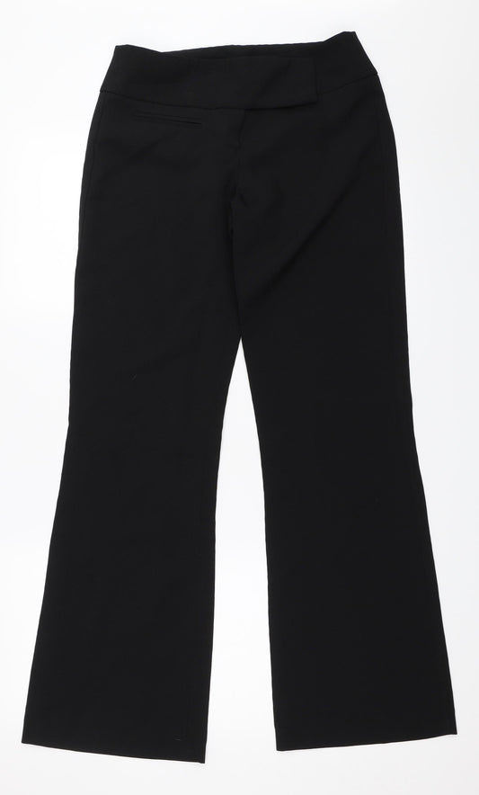 Front view of Preworn women’s black trousers, size UK 10, 31.5-inch leg