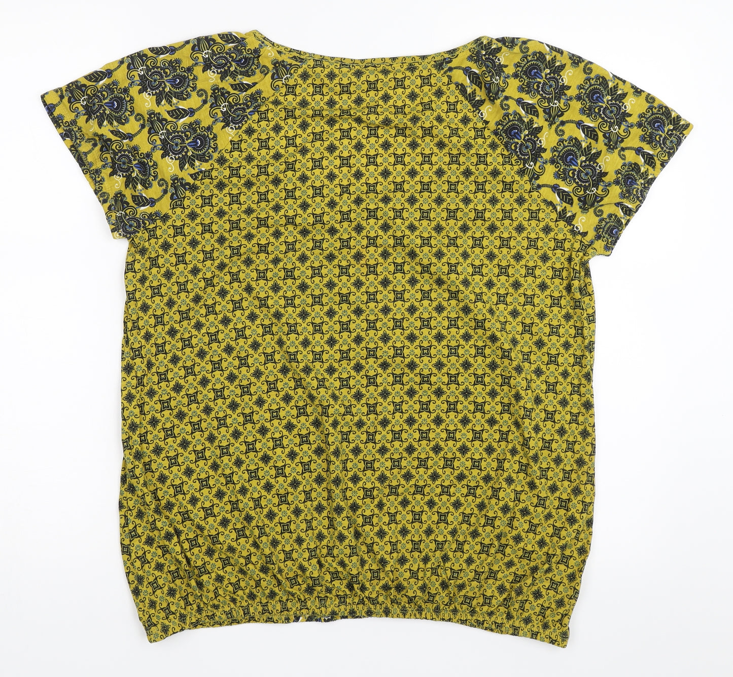 TU Womens Yellow Geometric  Basic T-Shirt Size 14