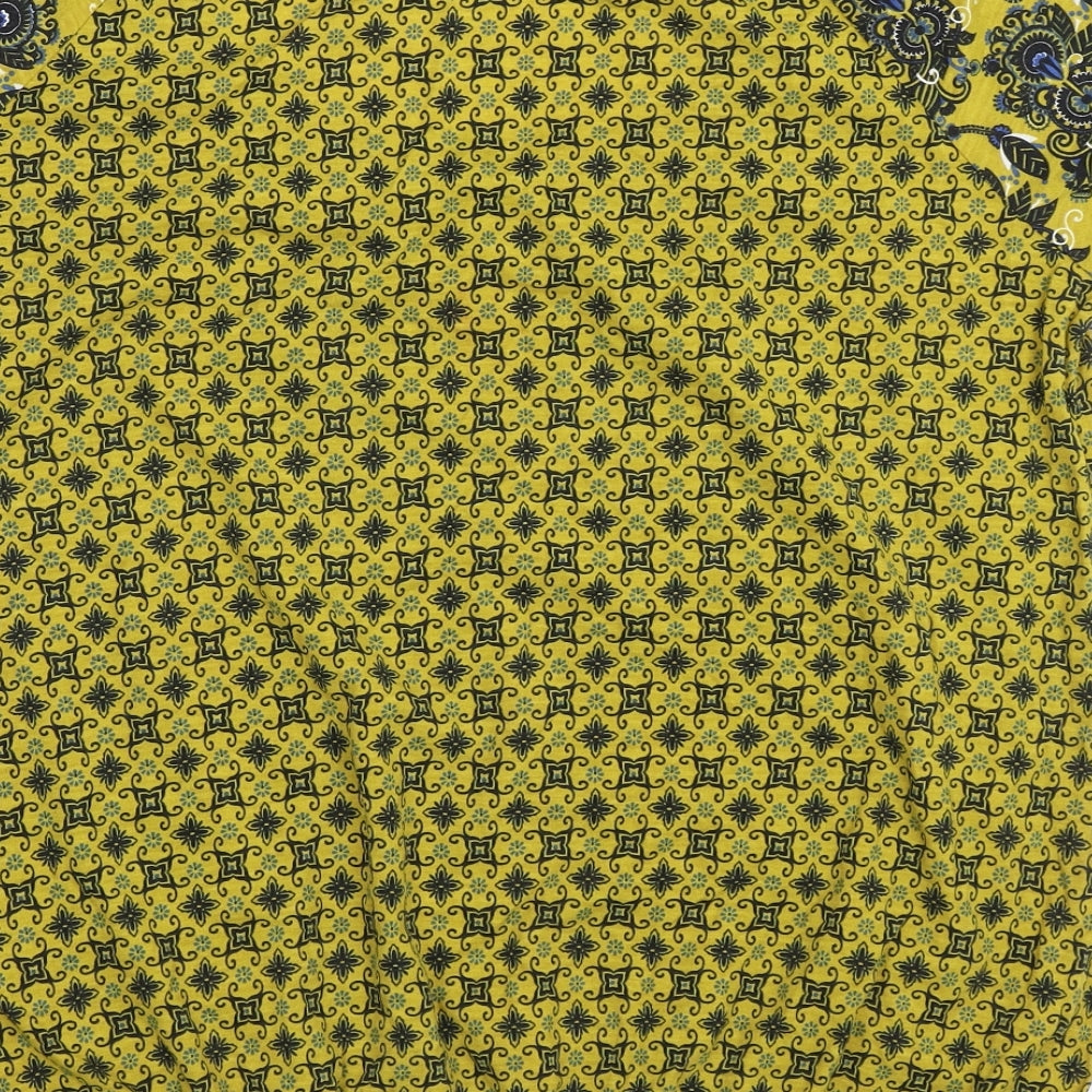 TU Womens Yellow Geometric  Basic T-Shirt Size 14