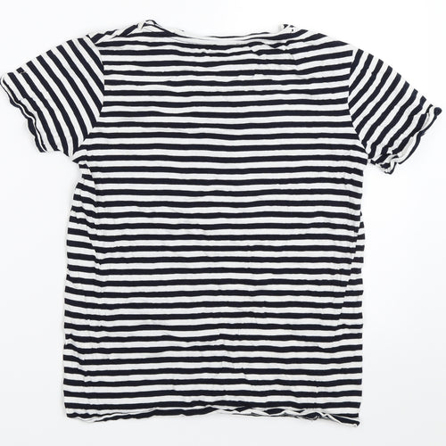 Zara Womens Blue Striped  Basic T-Shirt Size S